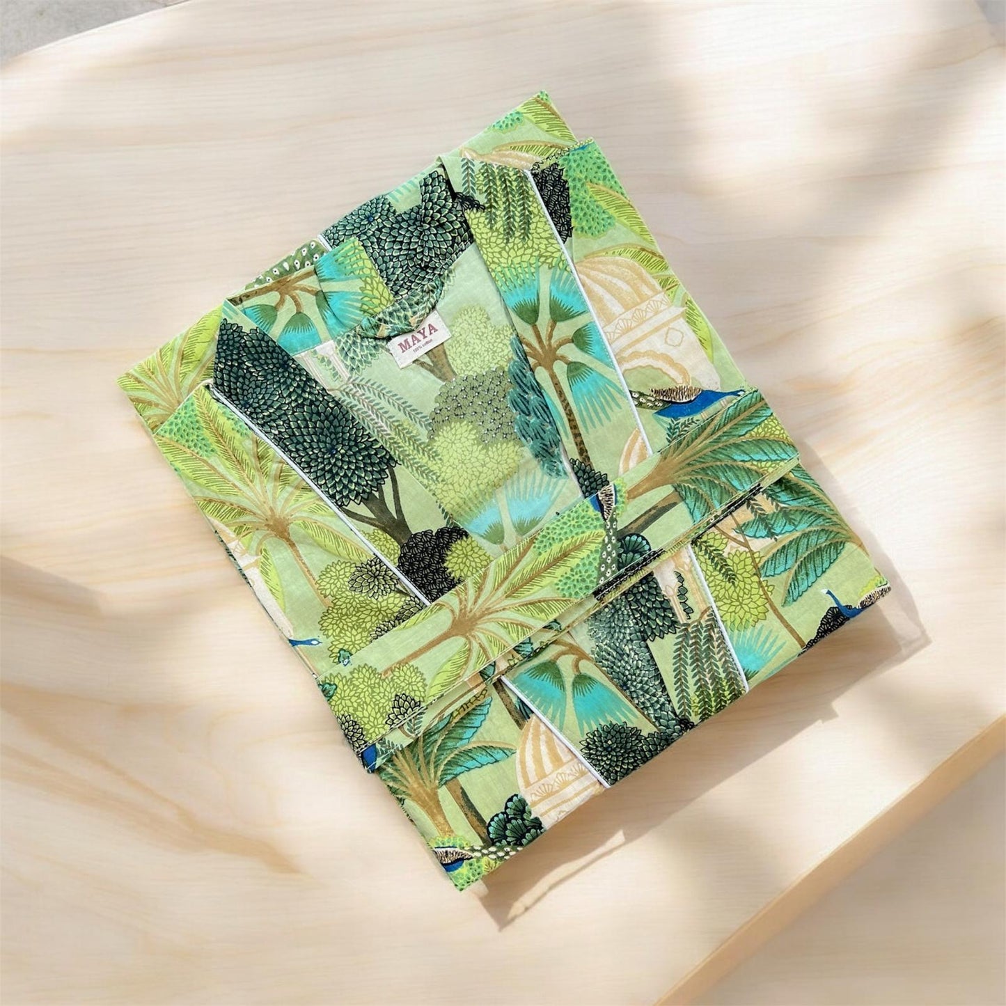 Cotton Kimono - Peacock Palm