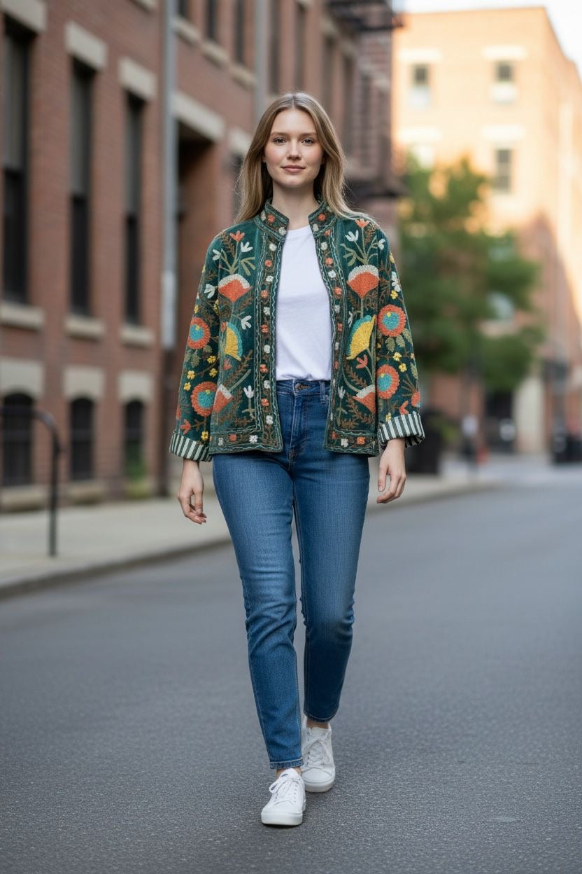 Suzzani Denim Jacket - Wild Sage