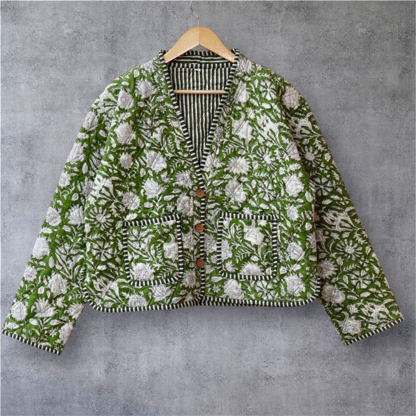 Reversible Cropped Jacket - Green