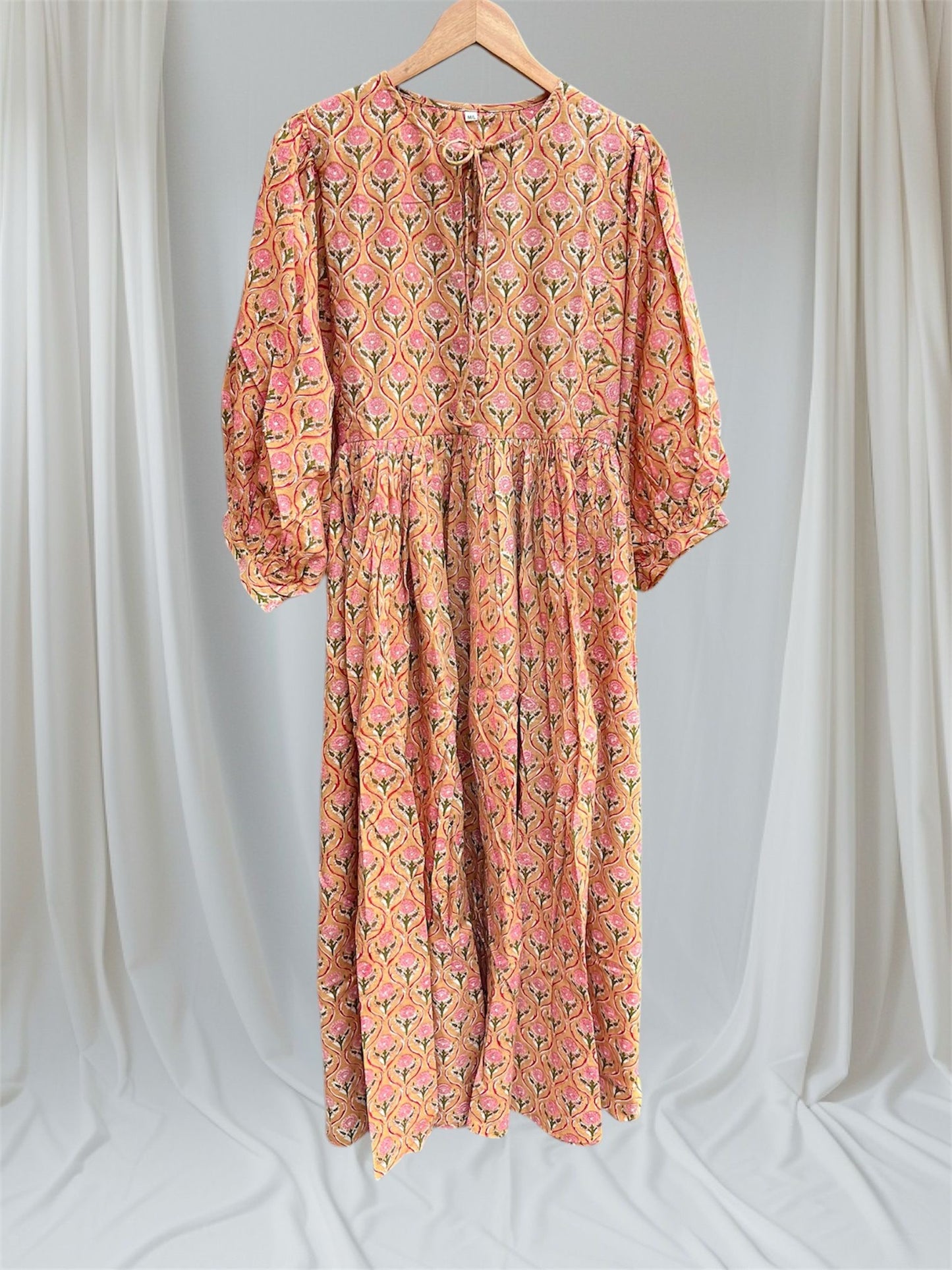 Blockprint Cotton Dress - Peachleaf
