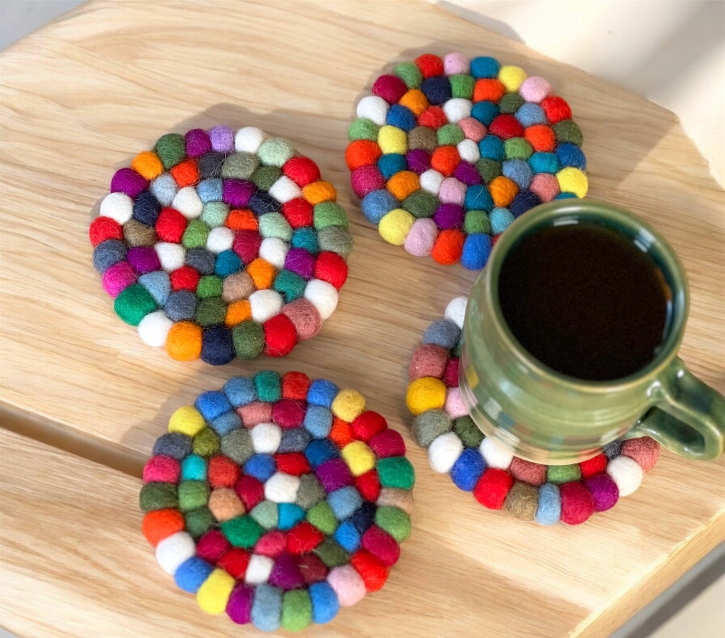 Feltball Coasters Set of 4 – Rainbow