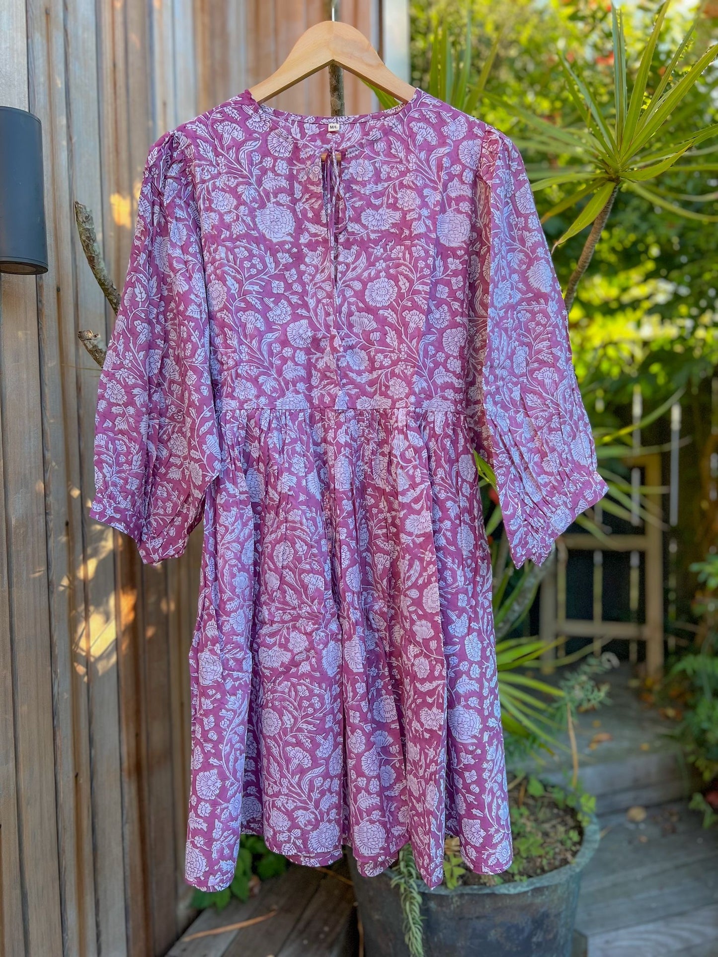 Blockprint Cotton Dress - Lavendar