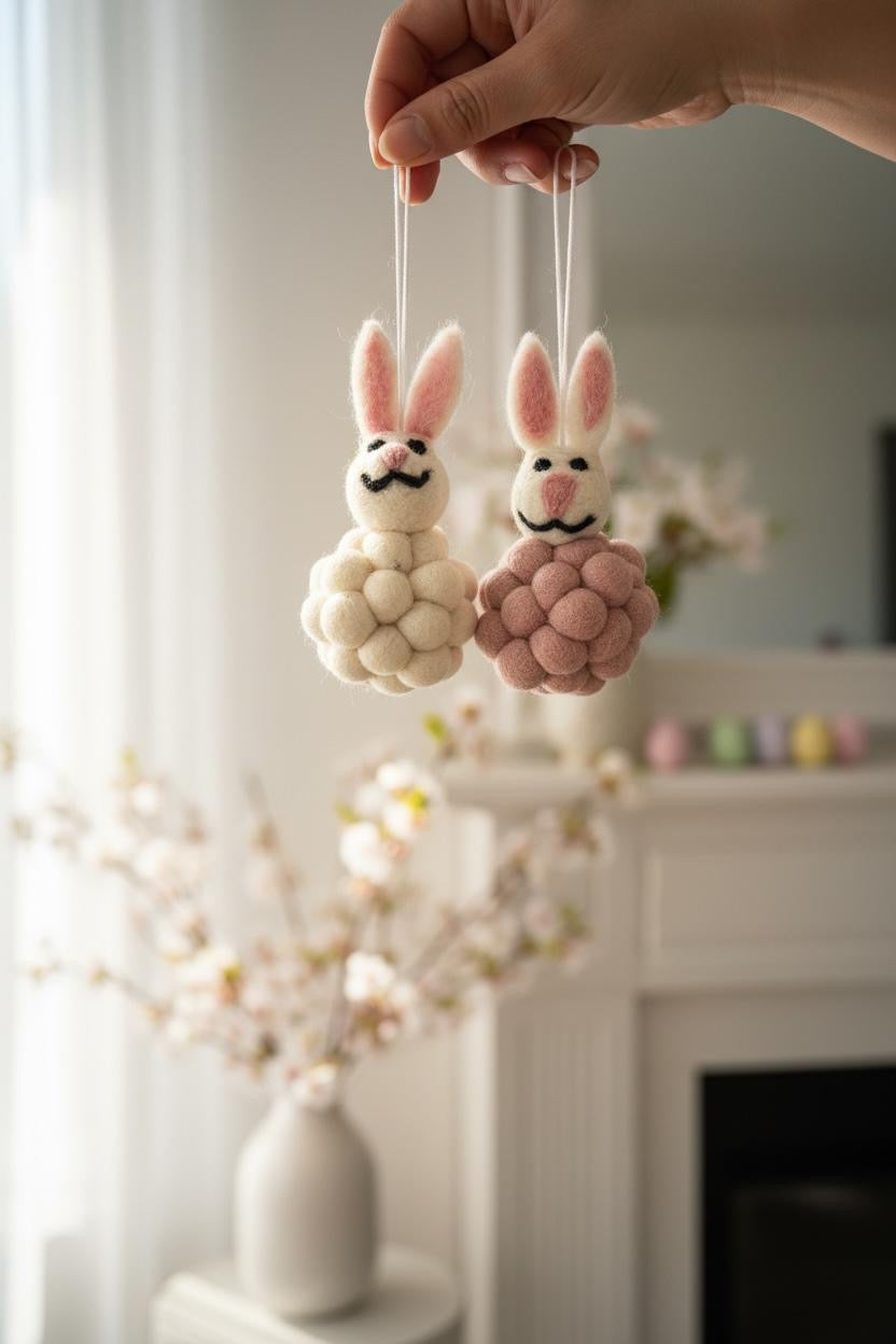 Felt Bunny Ornaments (Set of 2)