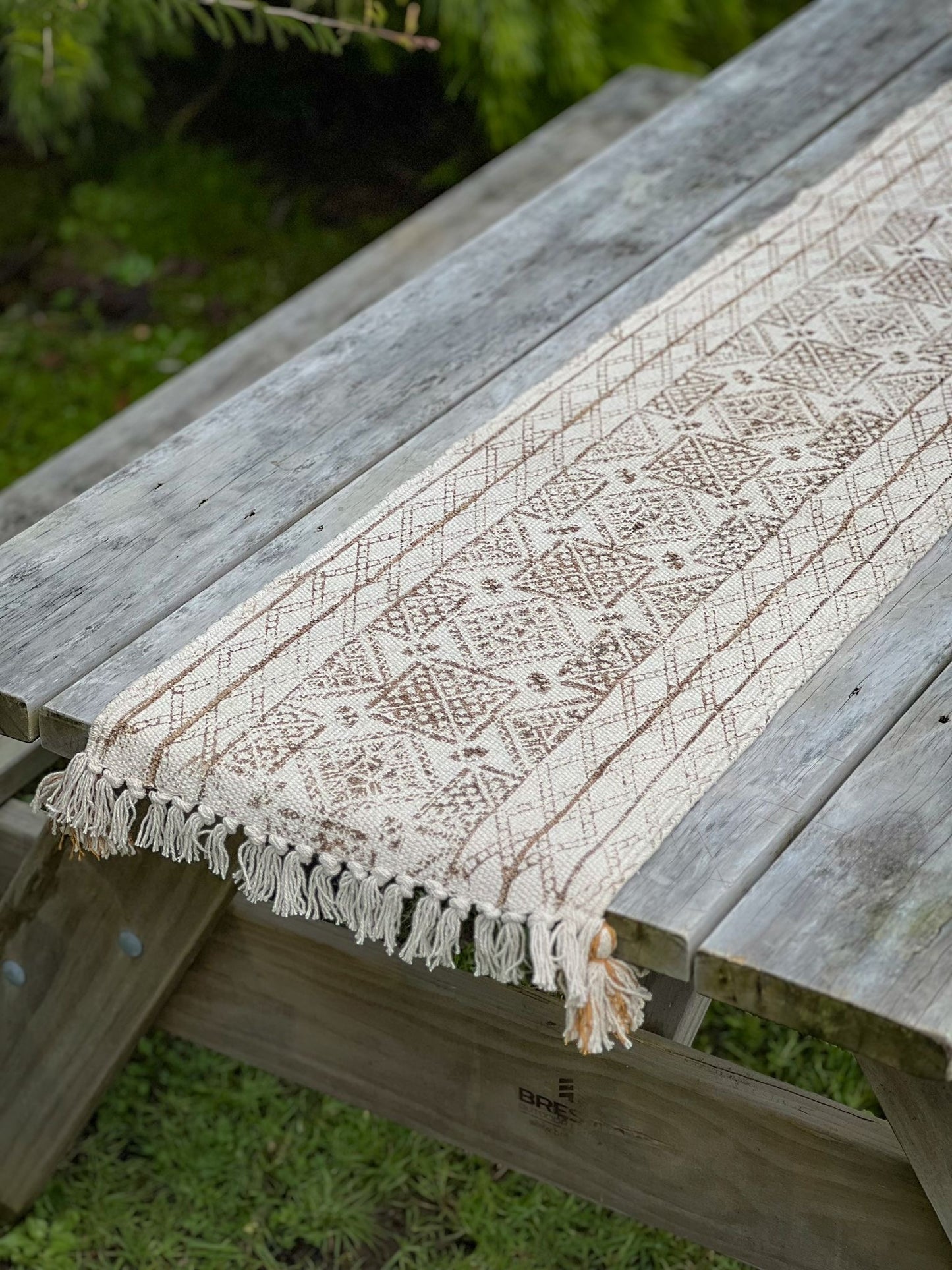 Kilim Table Runner - Rustic Lattice