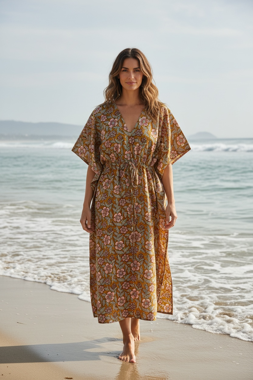 Cotton Kaftan - Earthy Flora
