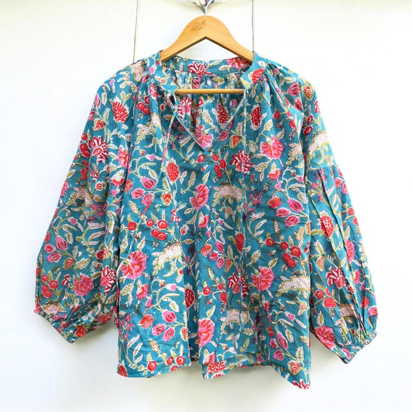 Handblock Print Straight Top - Royal Bloom