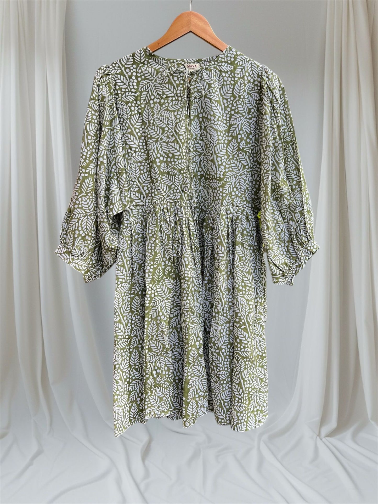 Blockprint Cotton Dress - Green