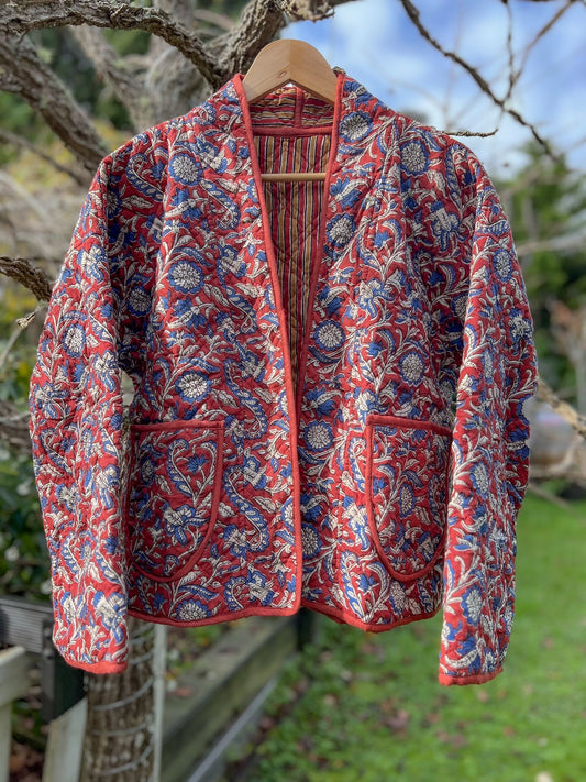 Reversible Quilted Jacket - Indigo Bloom