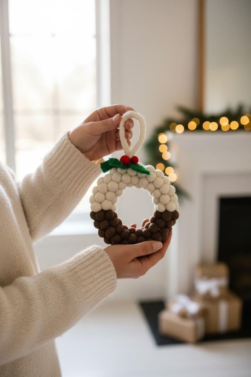 Felt Wreath Ornament - Pudding