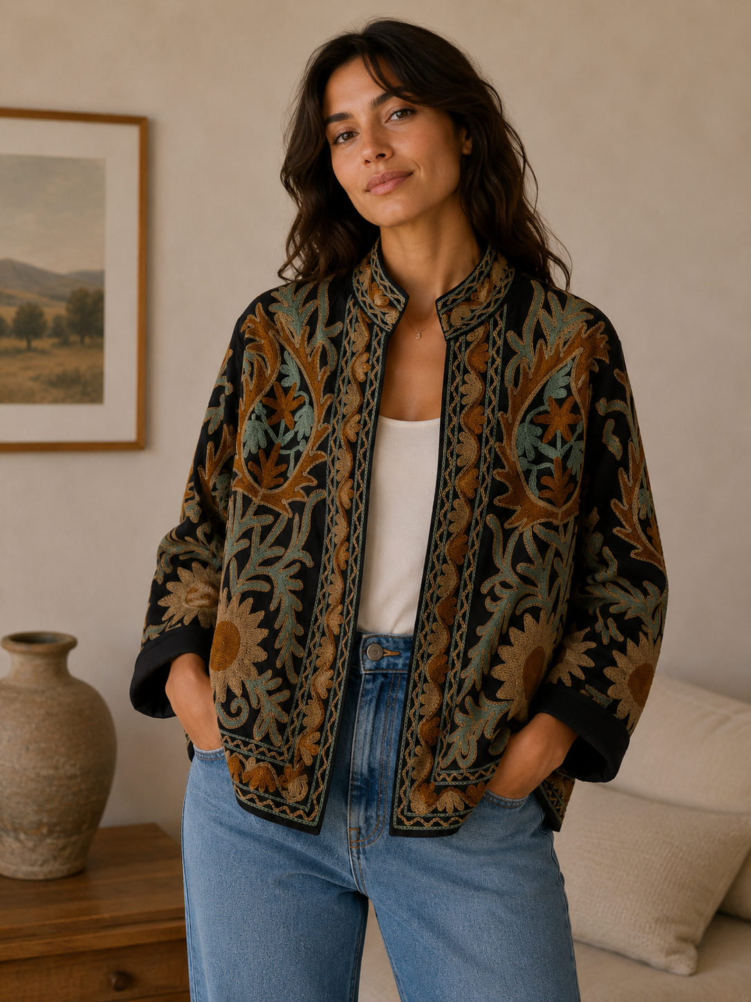 Suzzani Denim Jacket - Sunflower