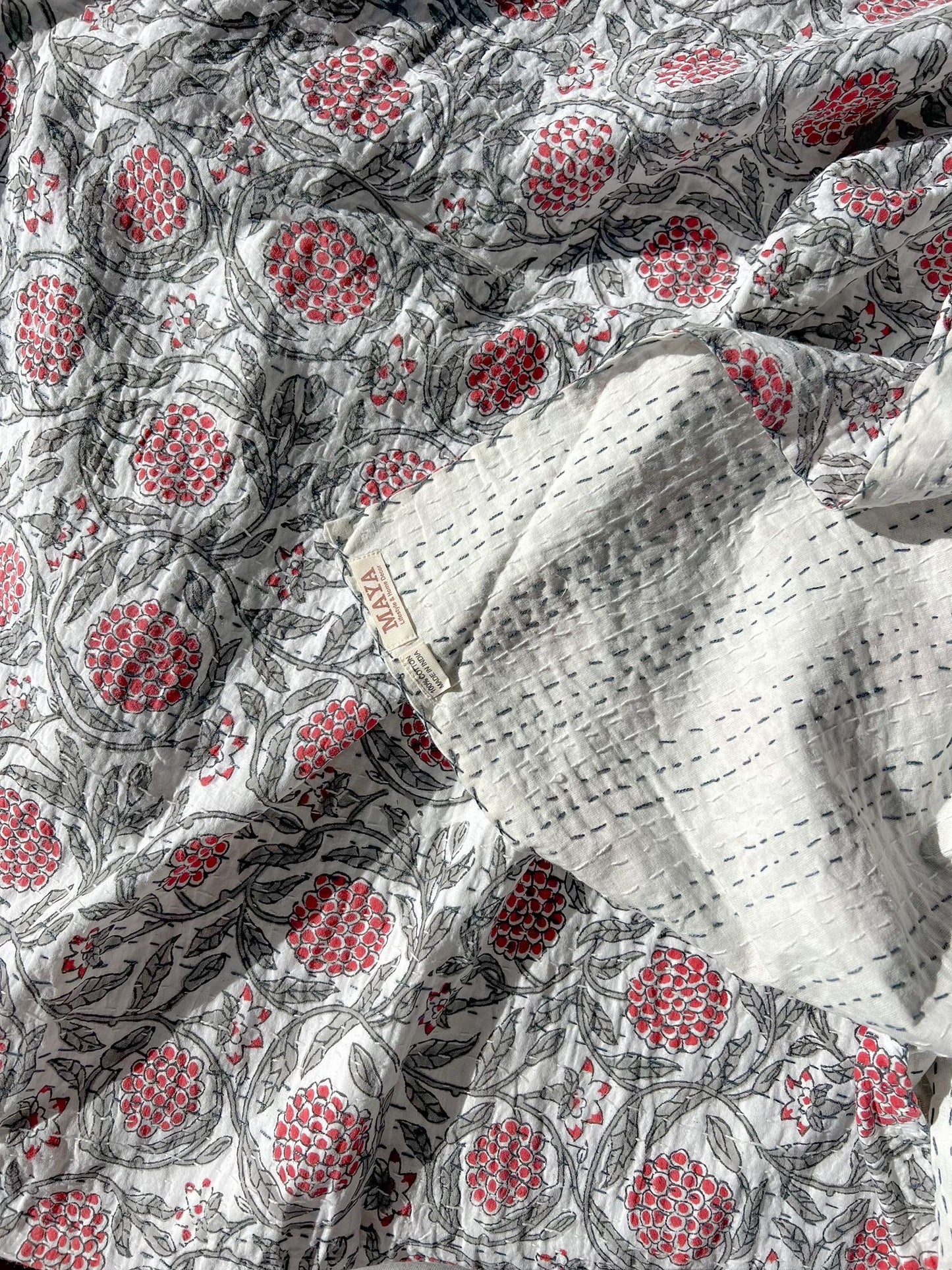 Cotton Kantha Quilt - Ruby