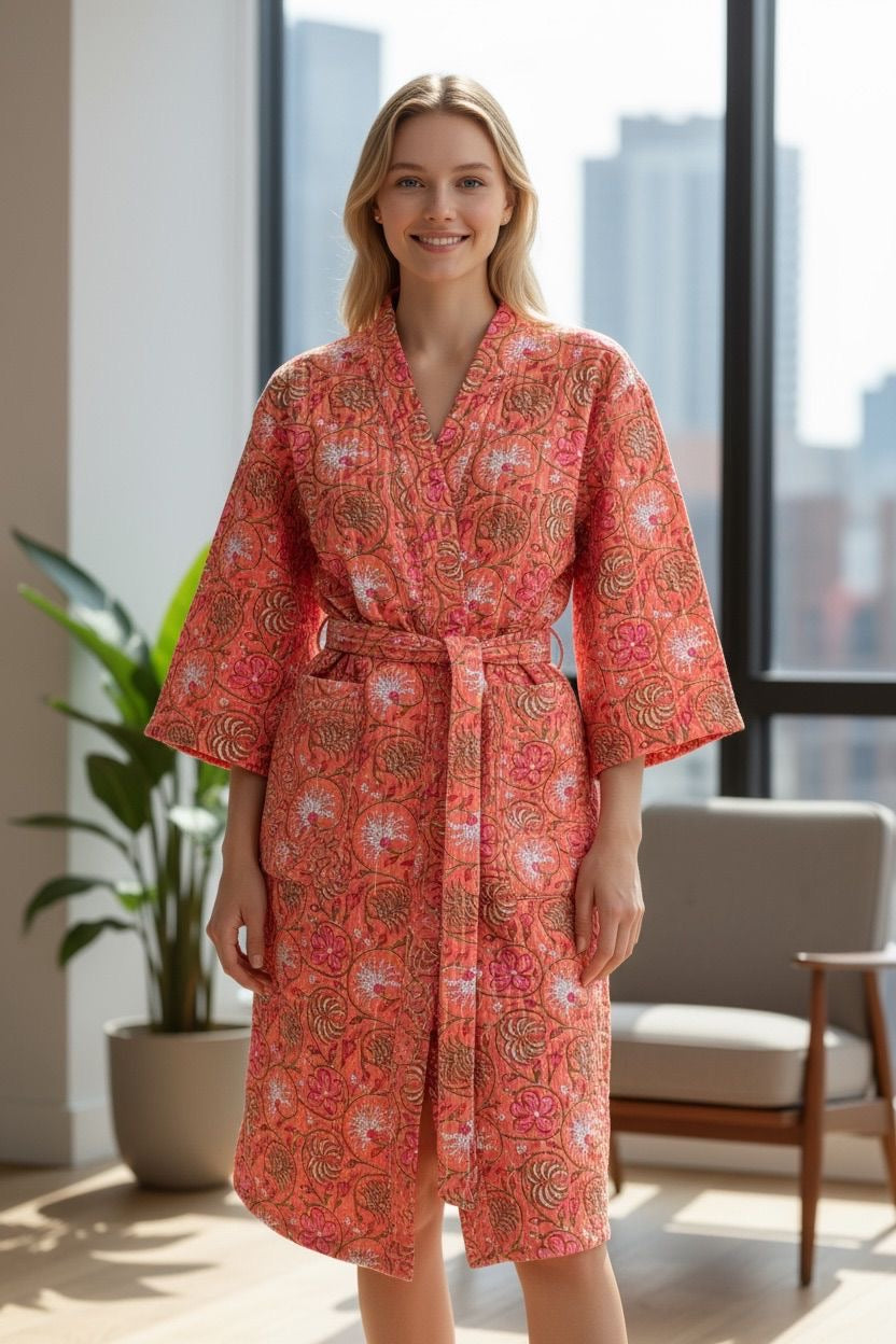 Kantha Robe - Peach