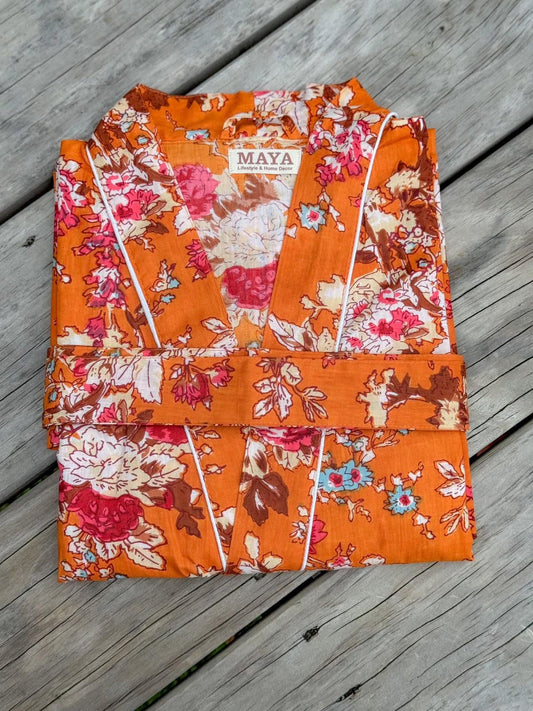 Cotton Kimono - Orange Bloom