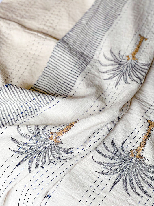 Cotton Kantha Quilt - Palm