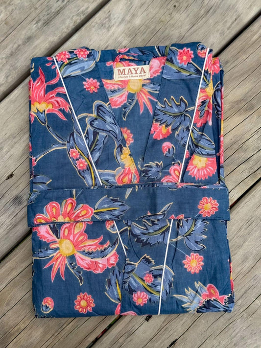 Cotton Kimono - Blue Peach