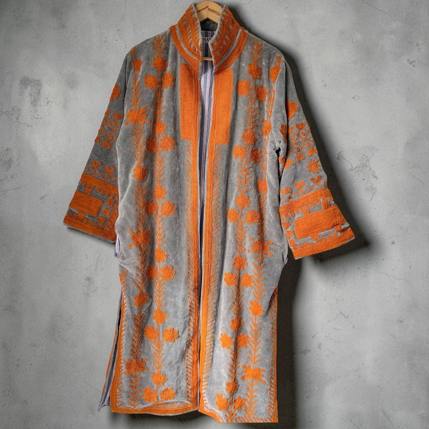 Oversized Velvet Coat - Rust Noor
