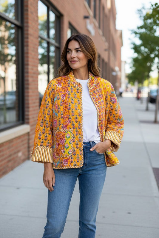 Reversible Jacket - Yellow Patchwork
