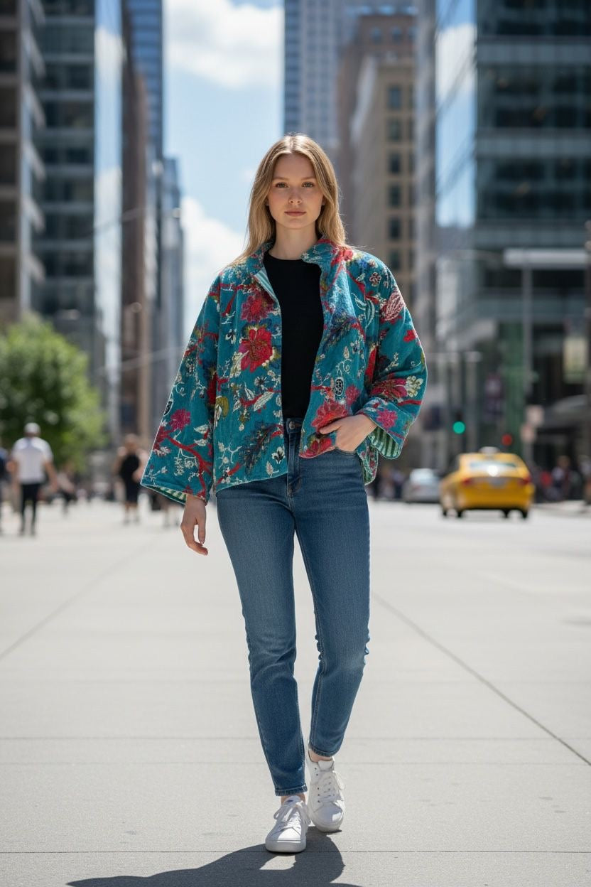 Velvet Jacket - Teal Gulbahar