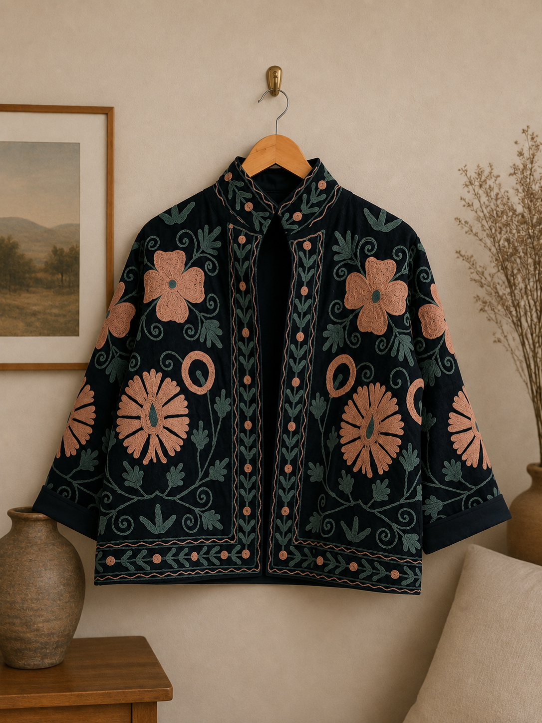 Suzzani Denim Jacket - Dusky Garden