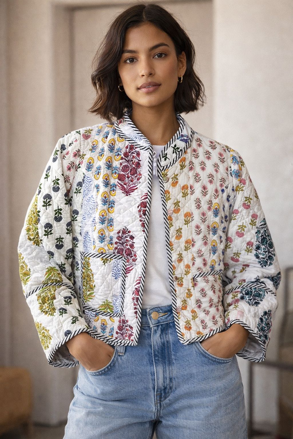 Reversible Jacket - White Patchwork