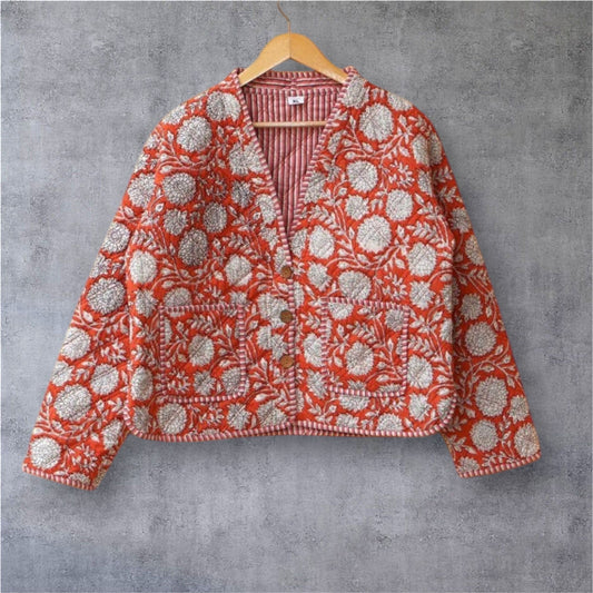 Reversible Cropped Jacket - Orange
