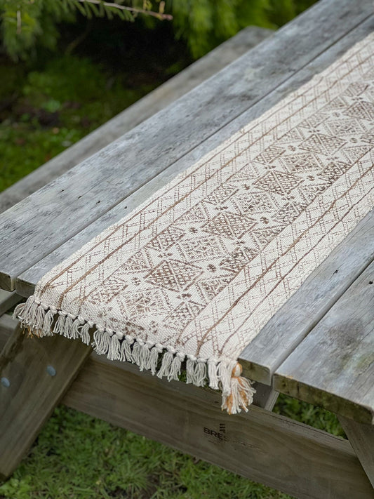 Kilim Table Runner - Rustic Lattice