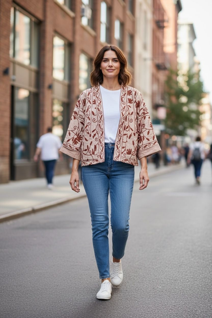 Suzzani Jacket - Maroon Beige