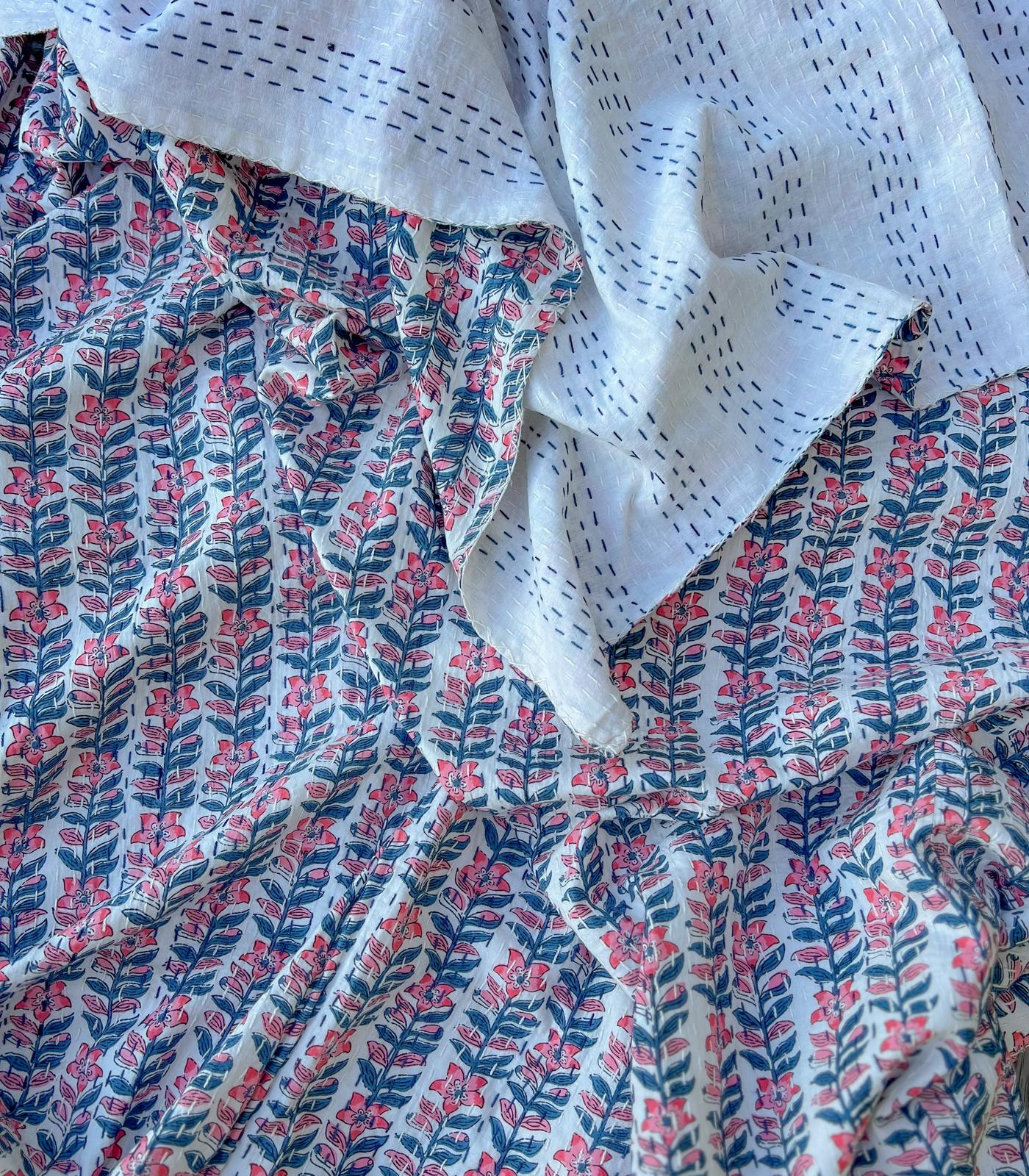 Cotton Kantha Quilt - Vines
