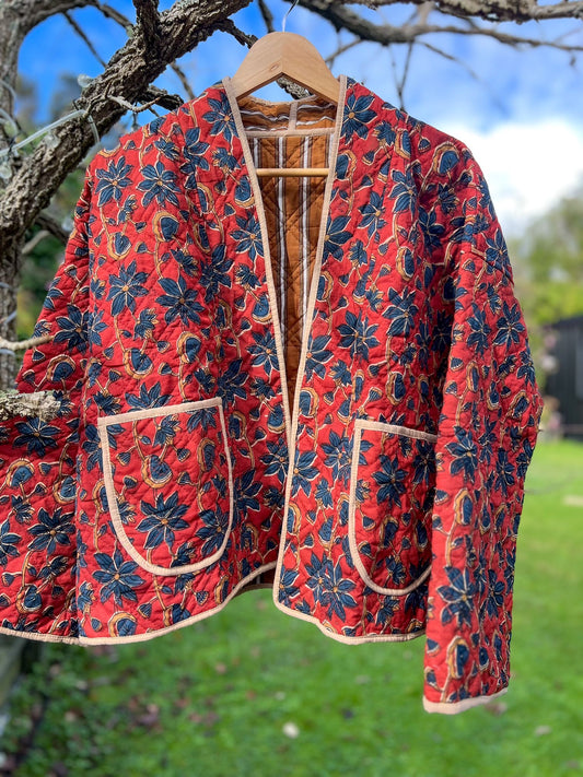 Reversible Quilted Jacket - Midnight Petals