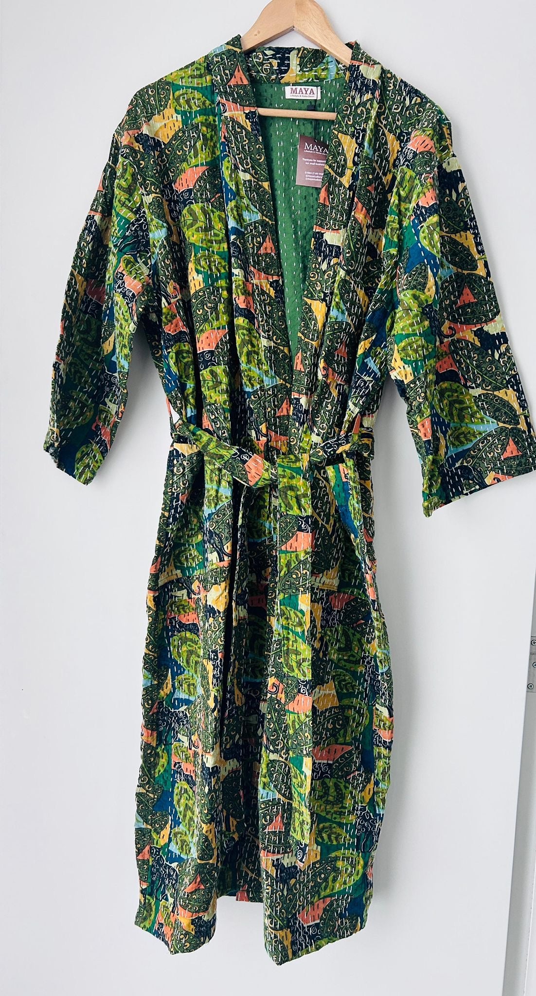 Kantha Robe - Abstract Olive