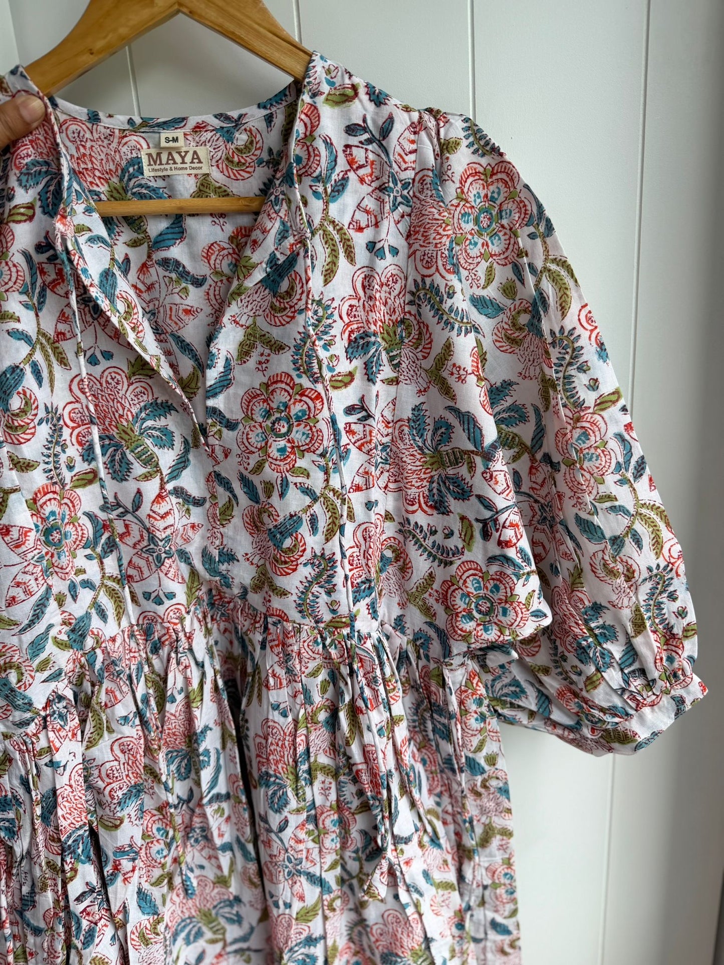 Blockprint Cotton Dress - Safed Phool (Short/Long)