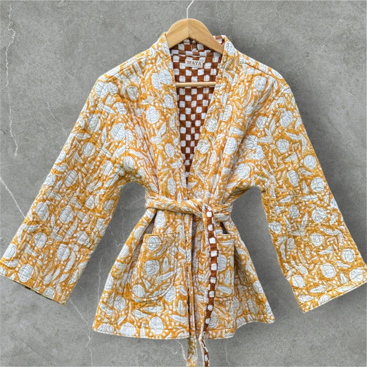Reversible Quilted Jacket - Mustard