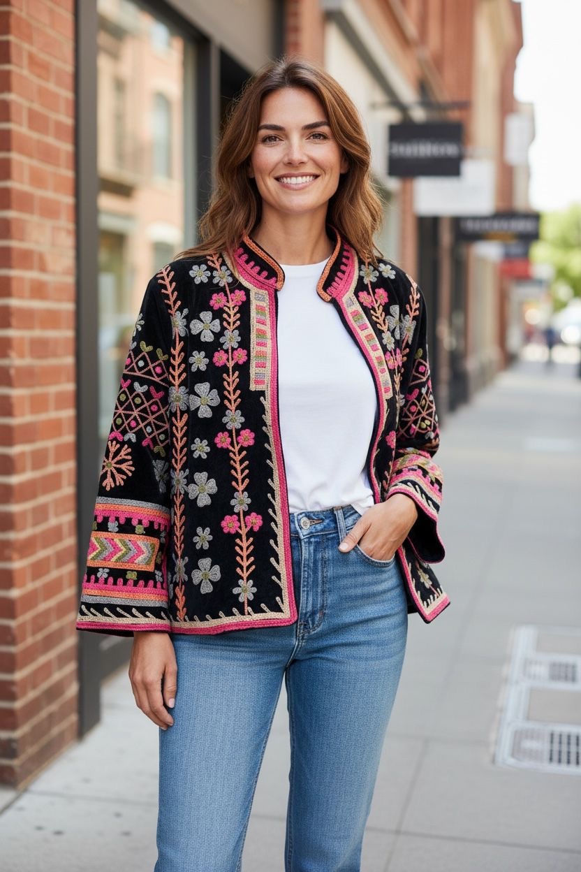 Suzzani Jacket - Pink Petal Noir