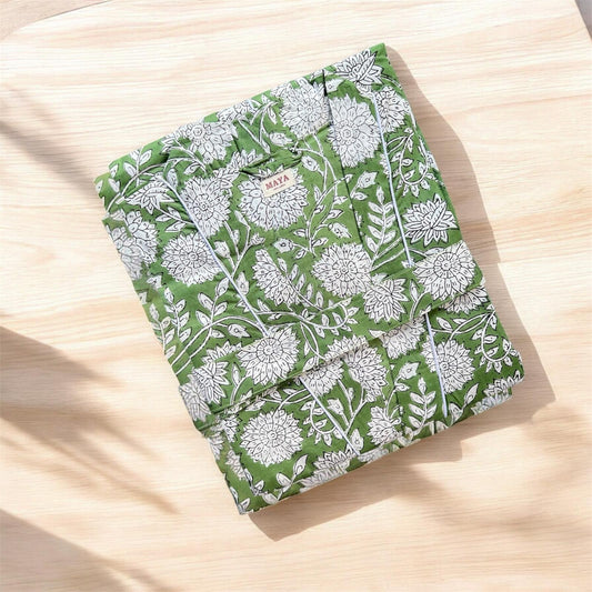 Cotton Kimono - Olive Flora