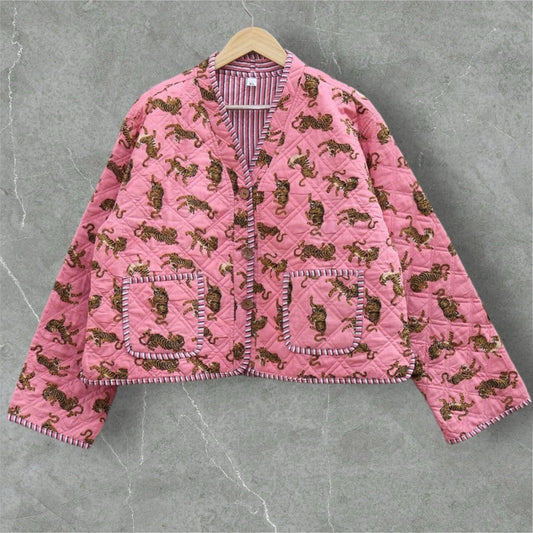 Reversible Cropped Jacket - Peach