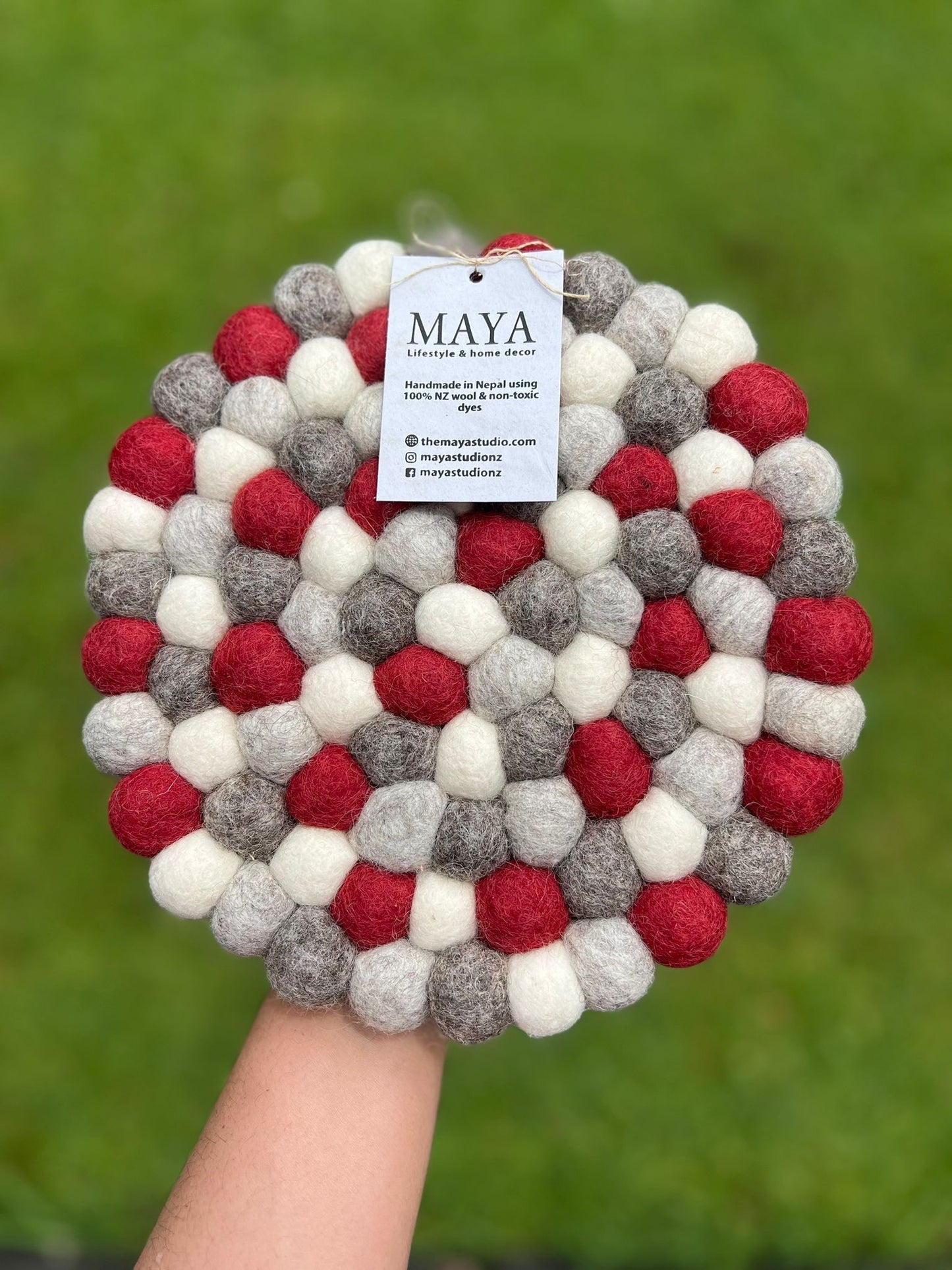 Felt Trivet - Red Grey