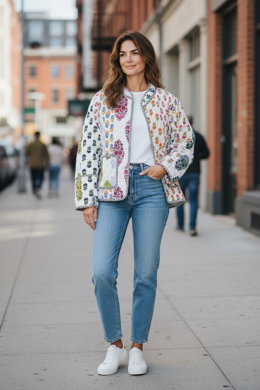 Reversible Jacket - White Patchwork
