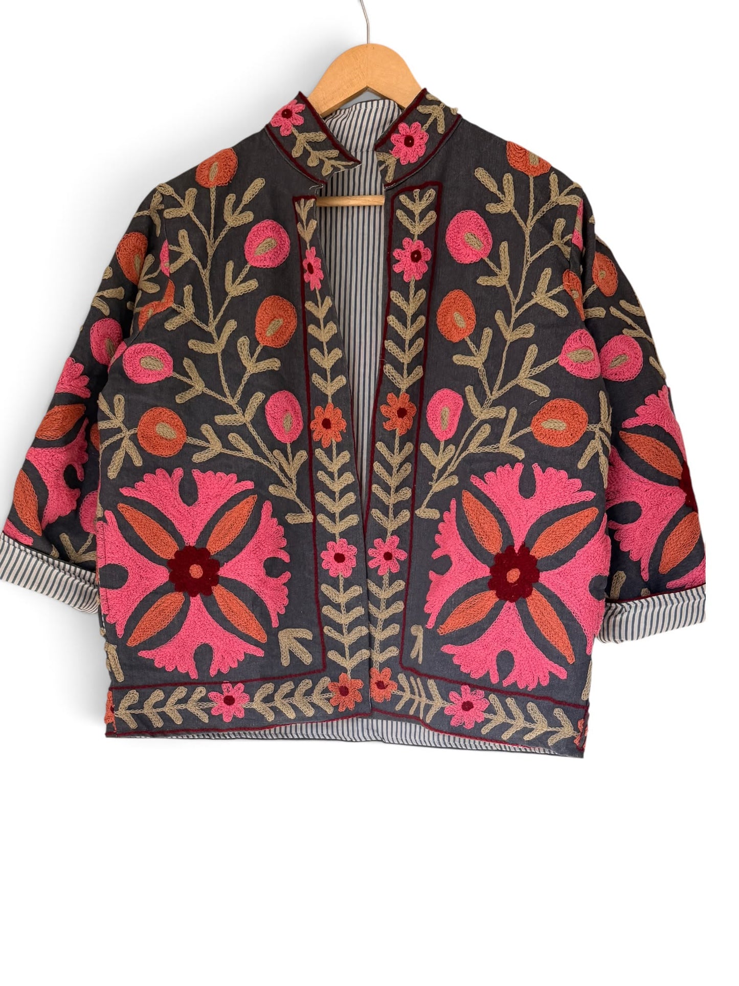 Suzzani Denim Jacket - Coral Bloom