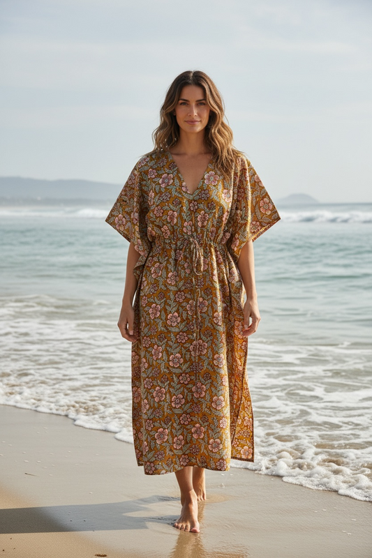 Cotton Kaftan - Earthy Flora