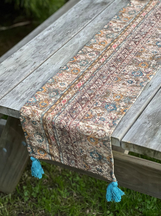 Vintage Table Runner - Turquoise