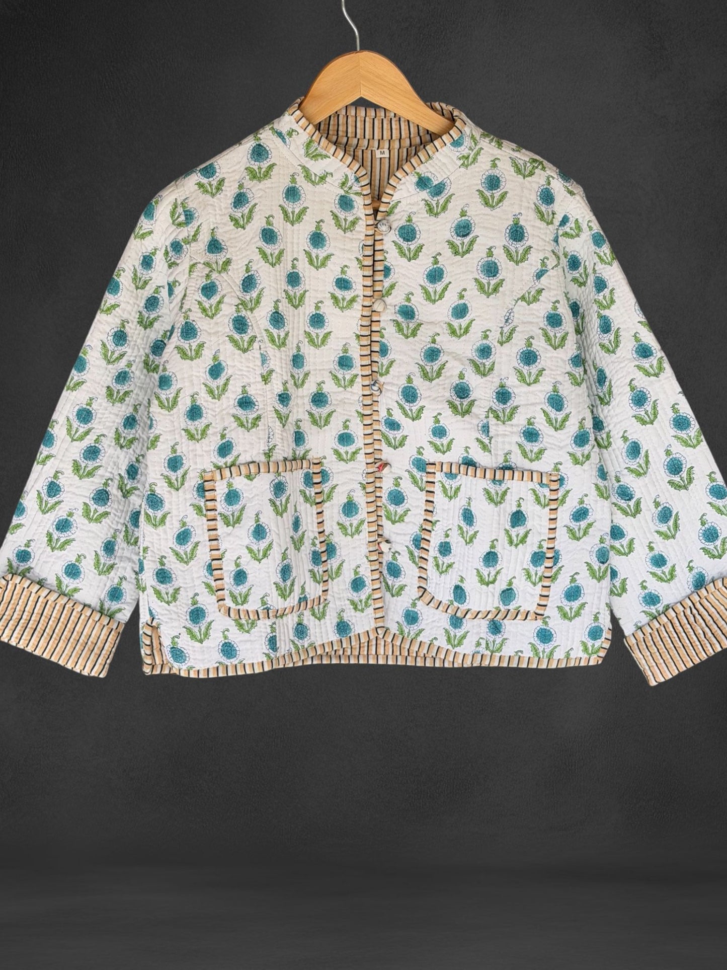 Reversible Cropped Jacket - White Botanica