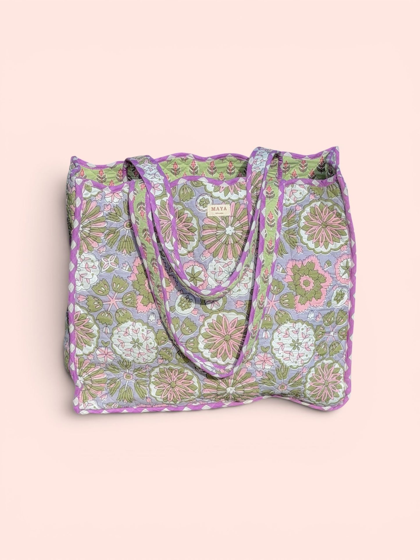 Reversible Scallop Tote - Lavendar Meadow