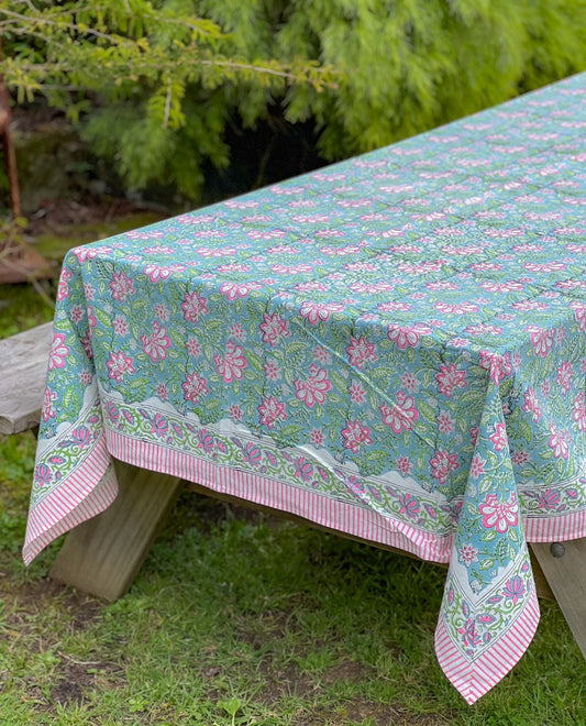 Table Cover 6 Seater - Seagreen Pink