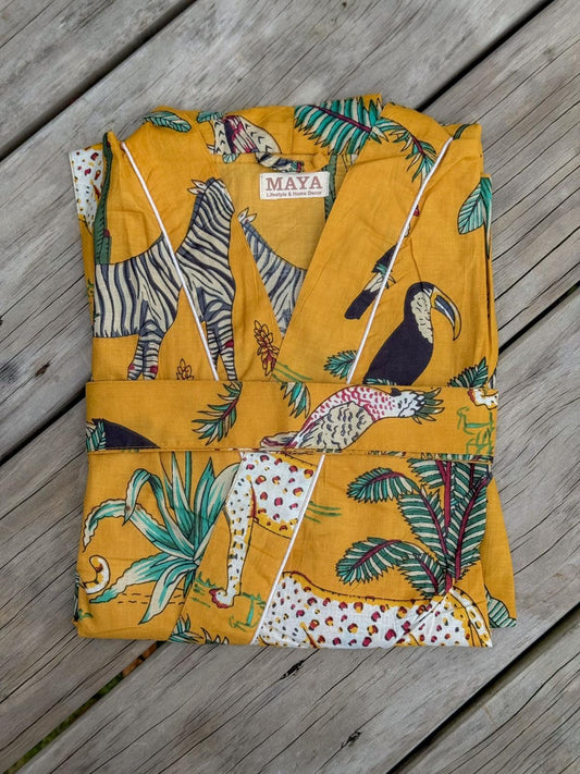 Cotton Kimono - Mustard Jungle