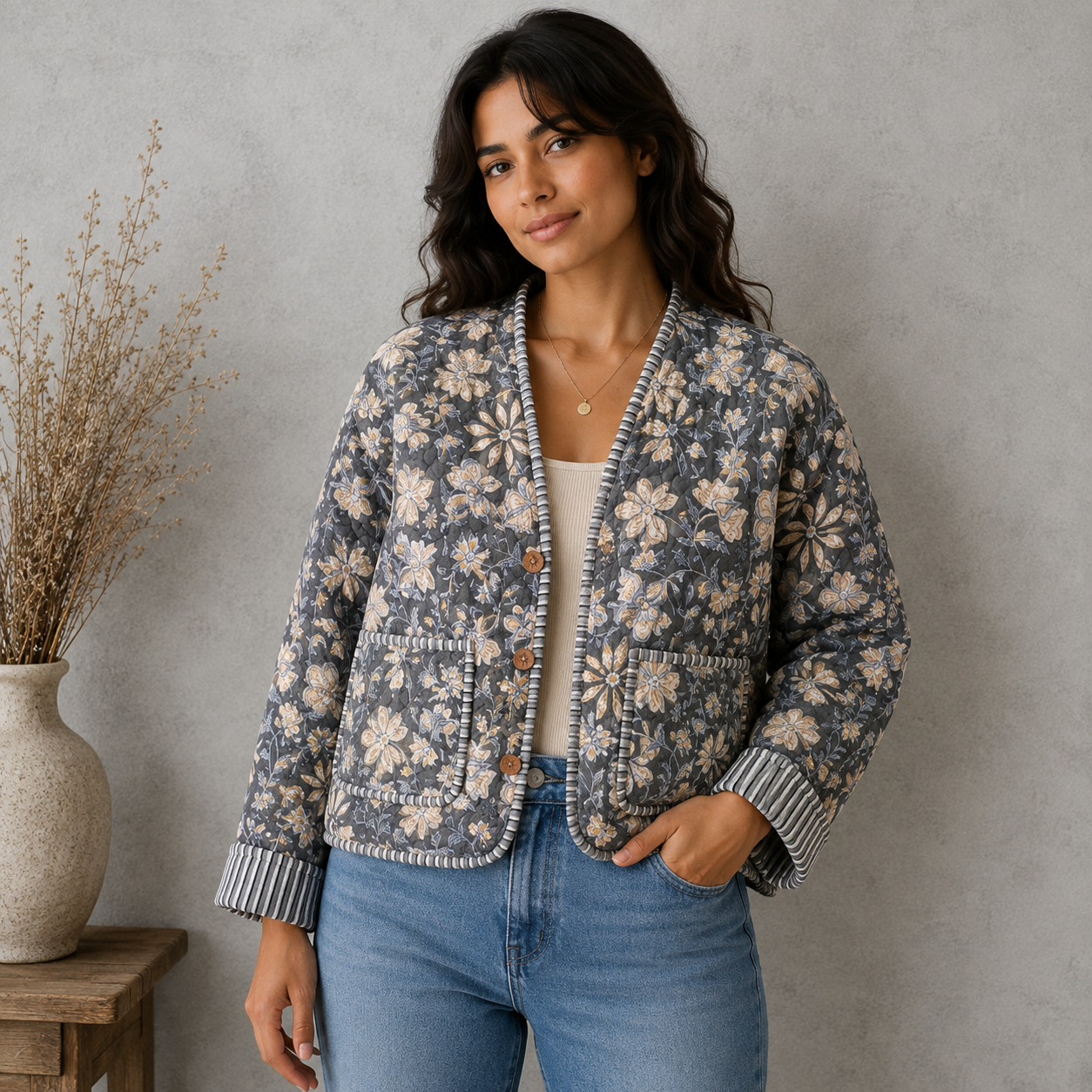 Reversible Cropped Jacket - Grey