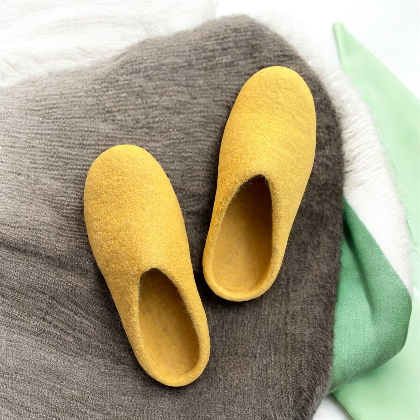 Mustard Felt Slip-Ons