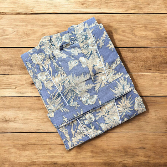 Cotton Kimono - Grey Tropical