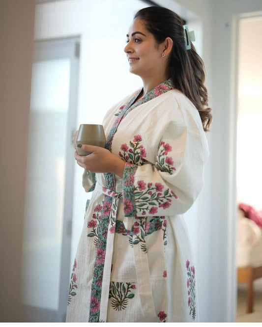 Dressing Gown -  Pink Flora